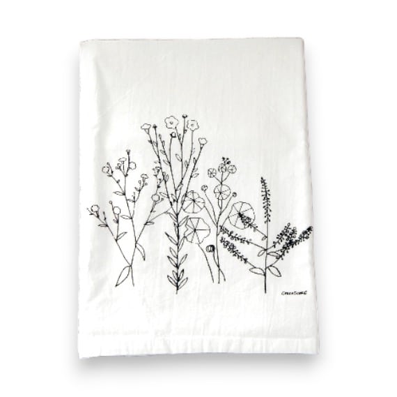 Abstract Floral Flower Tea Towel