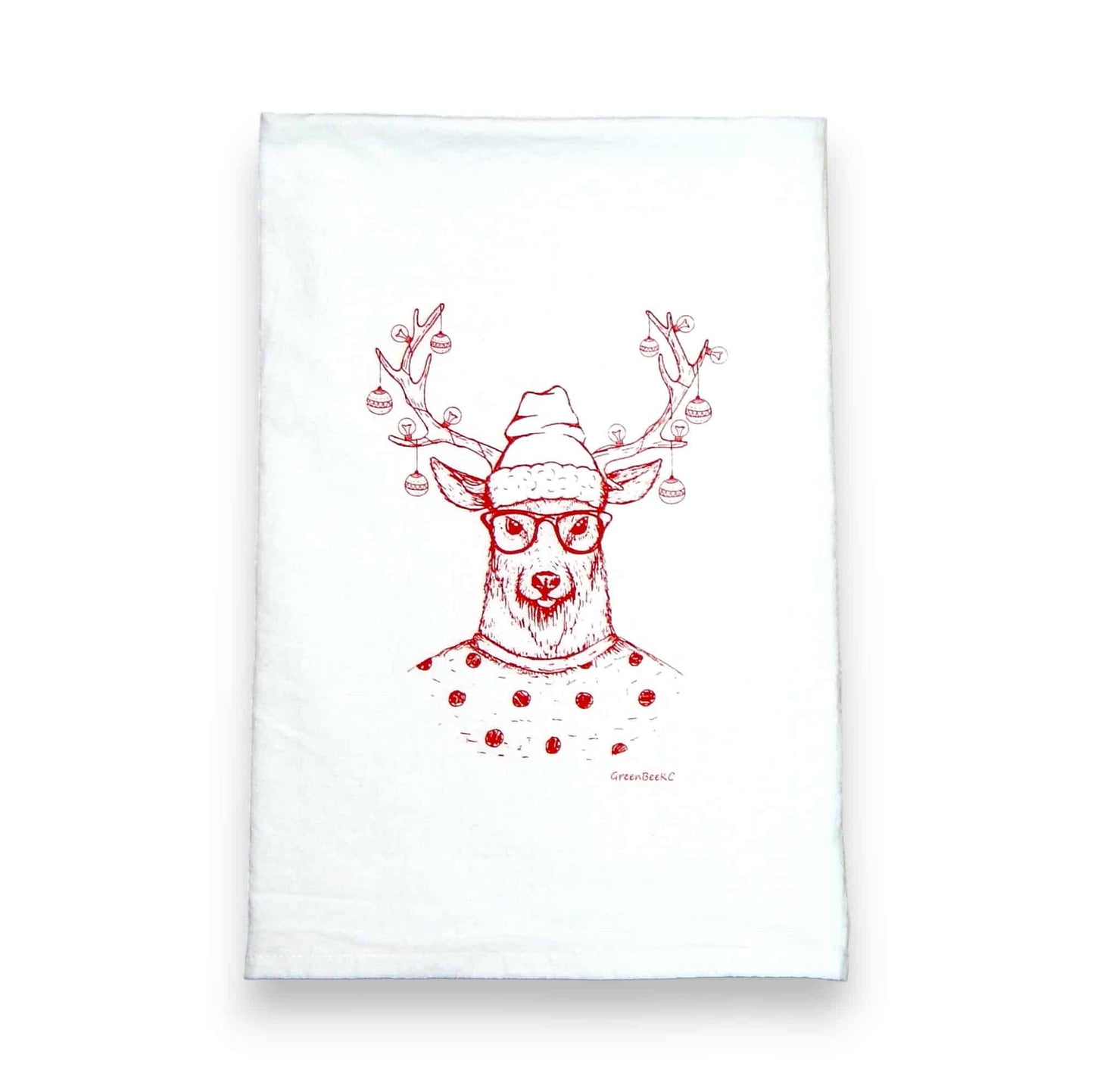 Hipster Christmas Reindeer Tea Towel