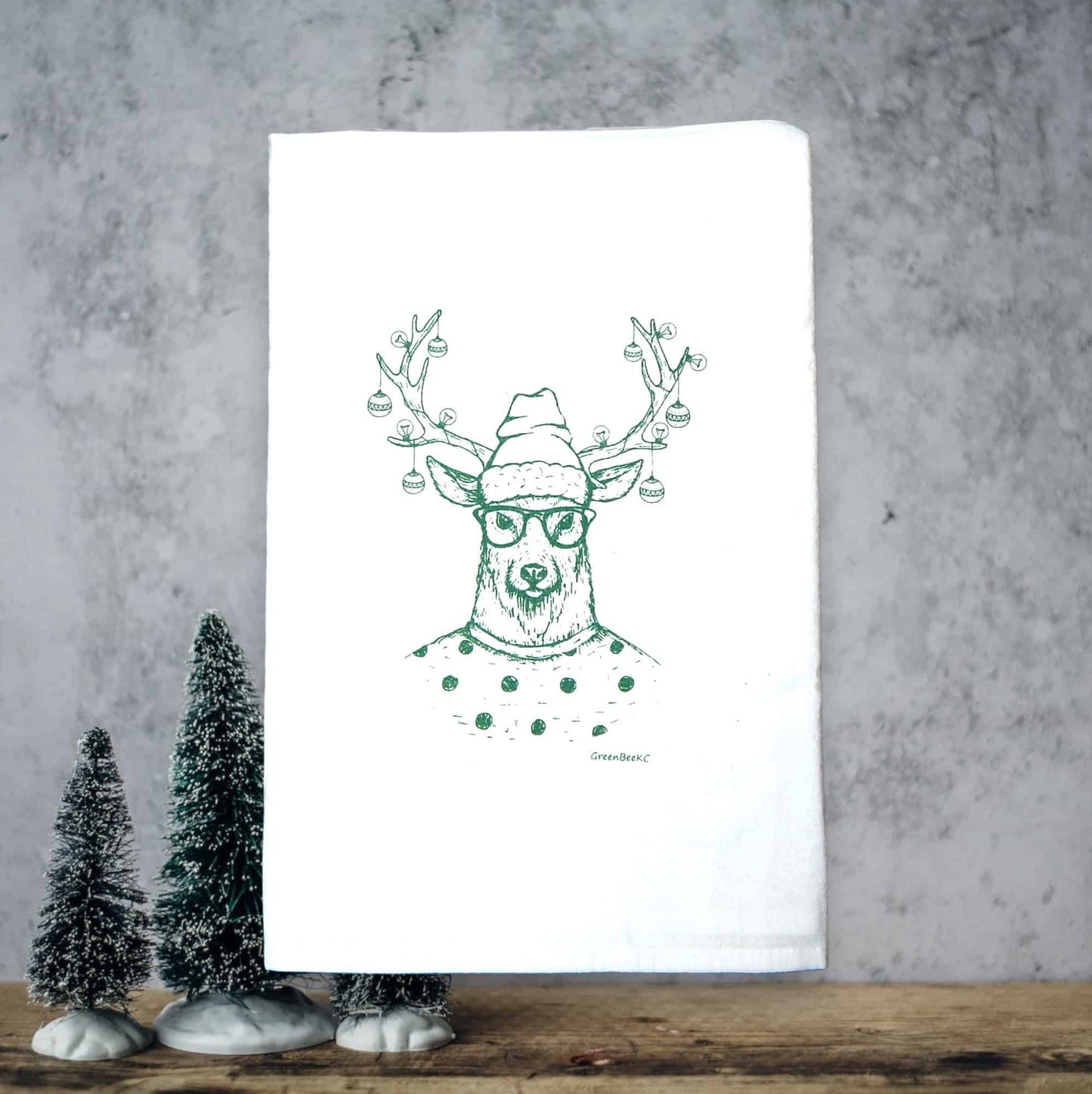 Hipster Christmas Reindeer Tea Towel